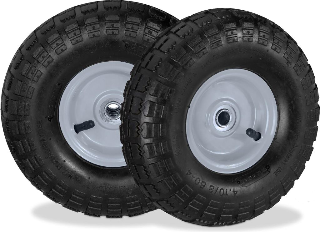 Relaxdays Sackkarrenrad 2er Set, 4.10 3.50-4, luftbereift, Produktbild 