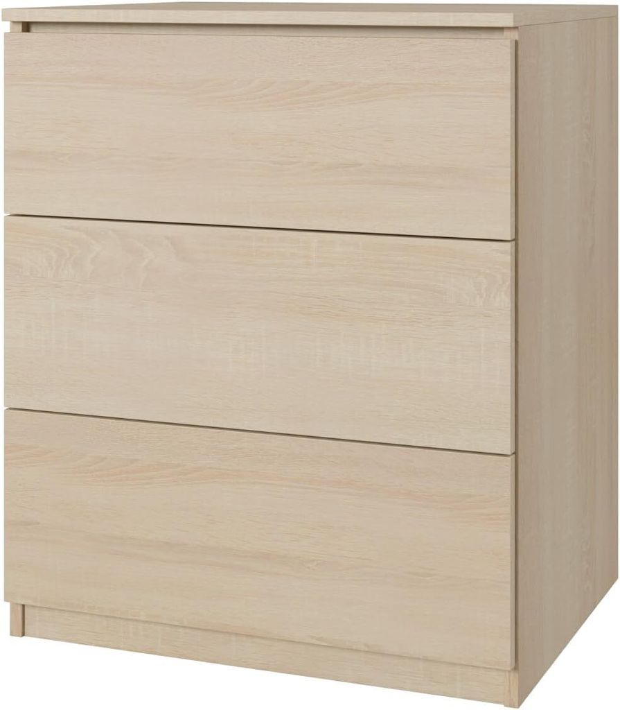 YUMEBLY | Kommode mit 3 Schubladen 80x60x50 cm – Schrank für Kleidung, Dokumente, kleine Gegenstände, Schubladenschrank | Sonoma