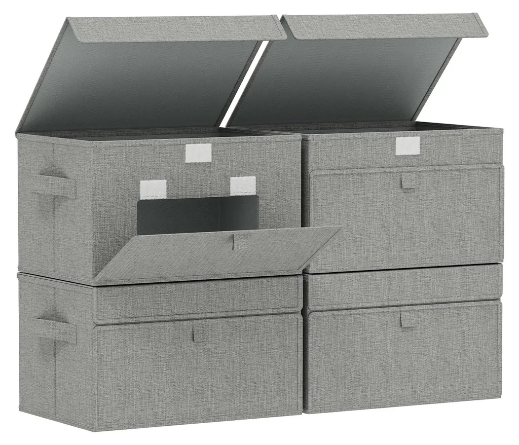 Organiseur de Vêtements Pliable en Intissé avec Poignées - Set de 4
