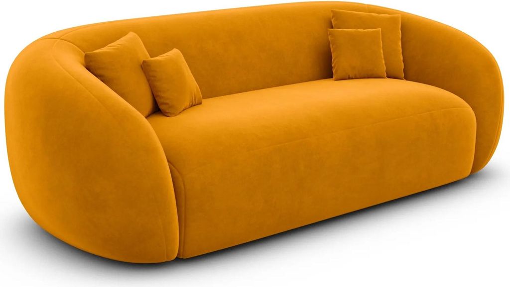 Samtstoff 3-Sitzer Couch Gaia Senf