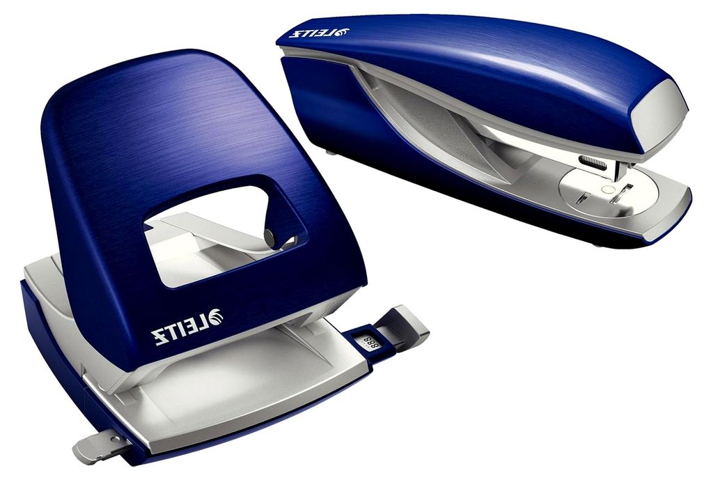 NeXXt Style Metall Locher und Büroheftgerät 30 Blatt Schreibtisch Bundle (titan blau)