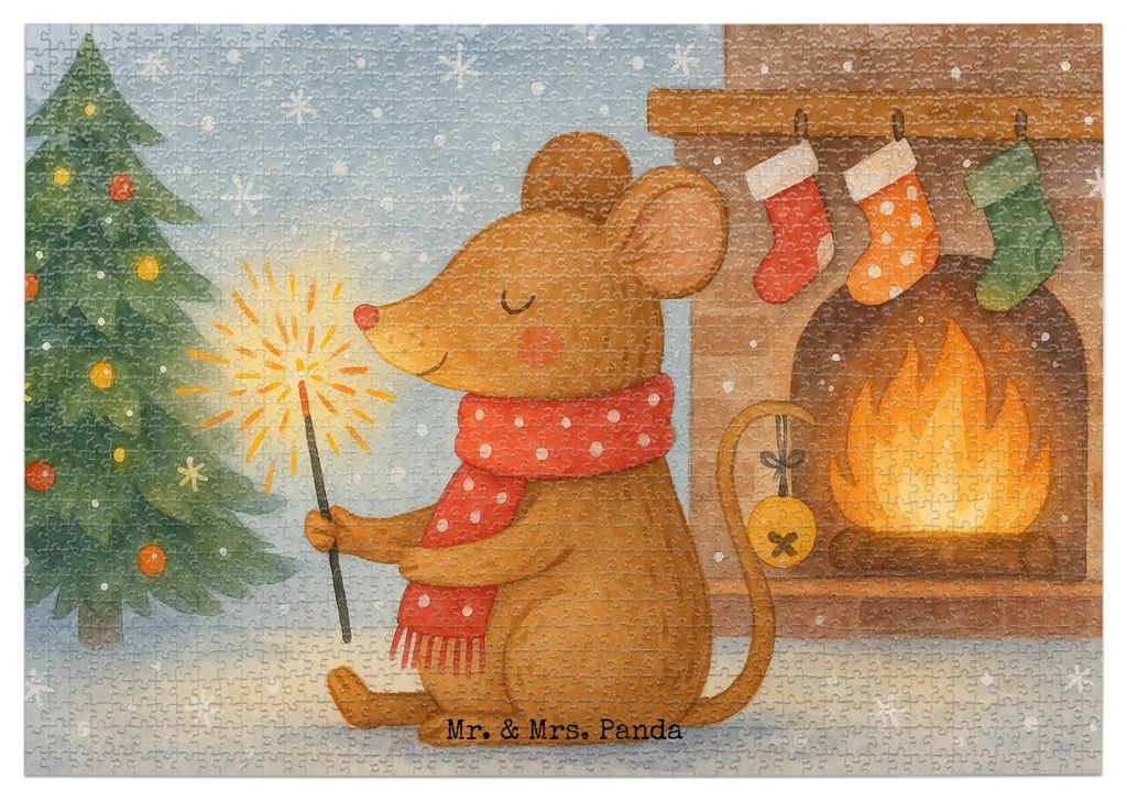 Mr. & Mrs. Panda Puzzle Maus Weihnachten Design 1500 Teile - Weiß - Geschenk, Weihnachtswunder, 1000, Weihnachtsgruß, Weihnachtsmotiv, Frohe, Puz...