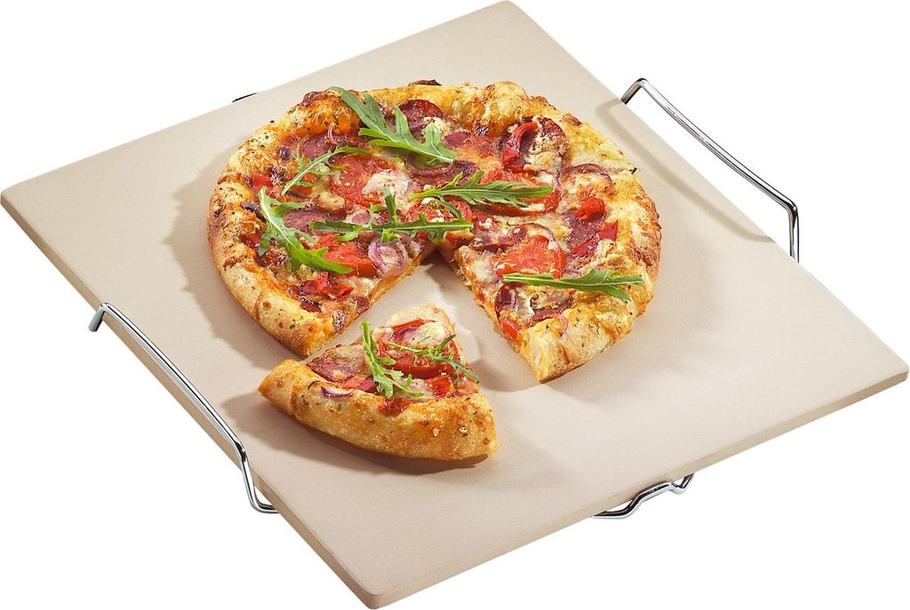 KÜCHENPROFI Pierre à pizza avec support 38x33,5x1cm Image du produit 