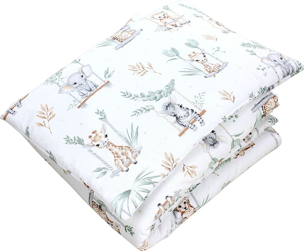 TupTam Kinder Gemusterte Bettdecken Set Ganzjahresdecke Bettdecke Kopfkissen Flachkissen 2tlg., Farbe: Safari auf der Schaukel, Größe: 135x100 cm