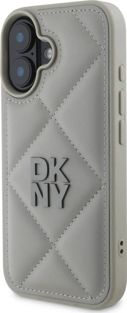 Étui iPhone 16 Plus Gris DKNY Stack Logo - Texture Matelassée Premium - 4