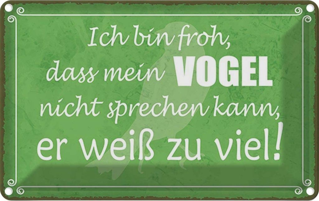 vianmo Blechschild 20x30 cm froh mein Vogel nicht sprechen Spruch Zitat