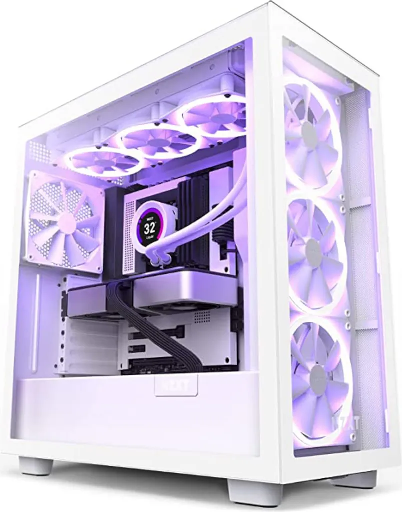 Boîtier Moyen Tour NZXT H7 Elite Blanc 2023 avec Panneaux en Verre