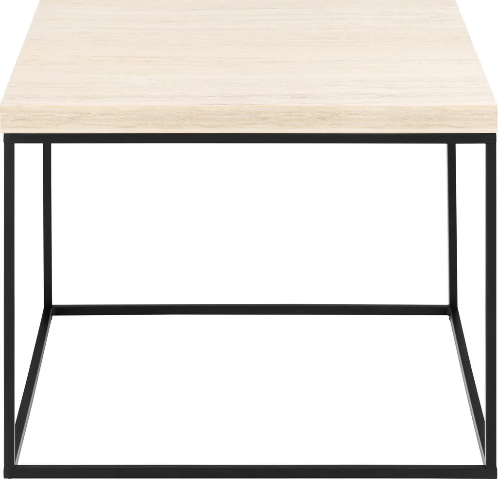 Table basse effet travertin beige 60 cm - Design minéral Alamosa