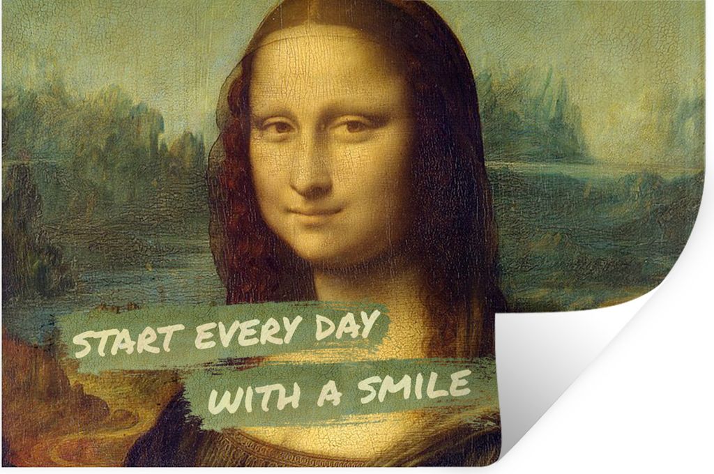 MuchoWow Wandtattoo Wandsticker Wandaufkleber Mona Lisa - Da Vinci - Zitat 120x80 cm Selbstklebend und Repositionierbar - Selbstklebend - Fototap...