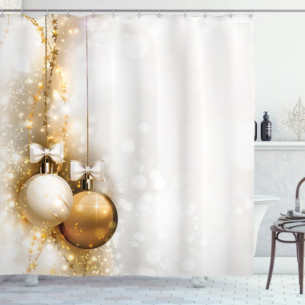 ABAKUHAUS Tenda da doccia natalizia, festeggiamenti di Capodanno, impermeabile, incl. 12 anelli, resistente a batteri e muffe, 175 x 200 cm, marrone castagna e verde