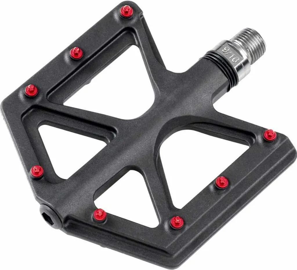 Pédales Plates Absolut D213 en Carbone avec Picots - Noir et Rouge VTT