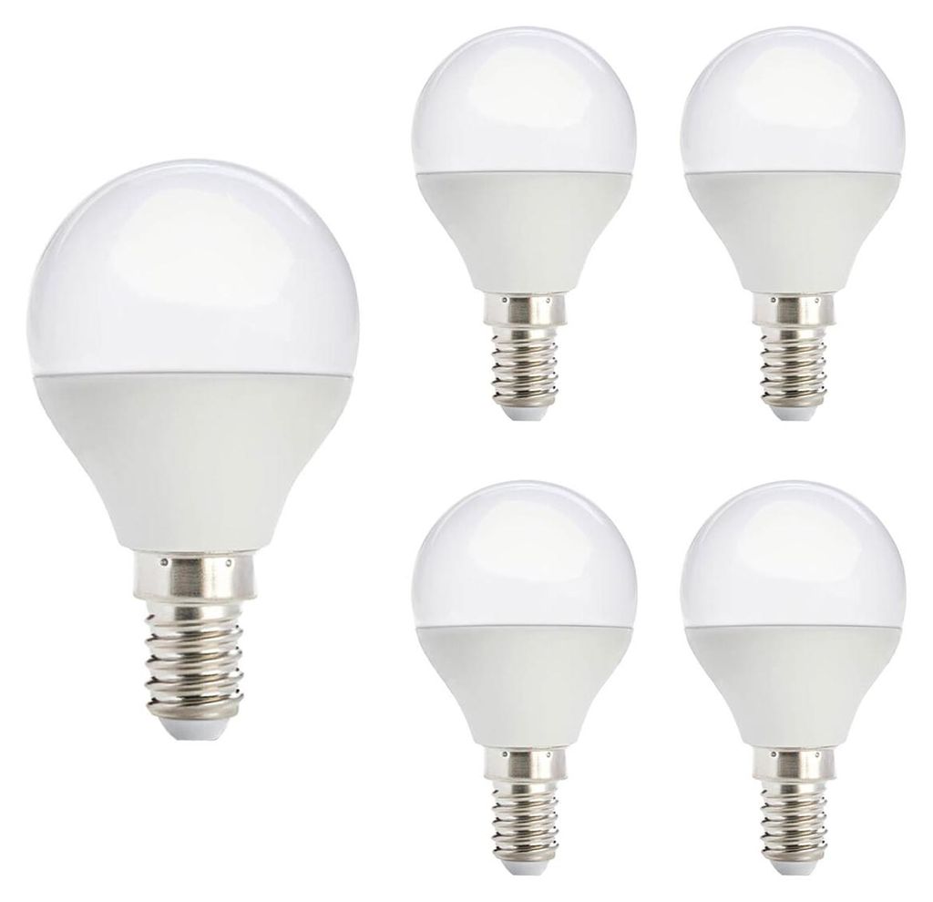 Kobi LED-Mini-Kugellampe E14 7W - 600lm - 3000K - 230V - Für Wand-, Kronleuchter- oder Nachttischlampen - 5 Stück