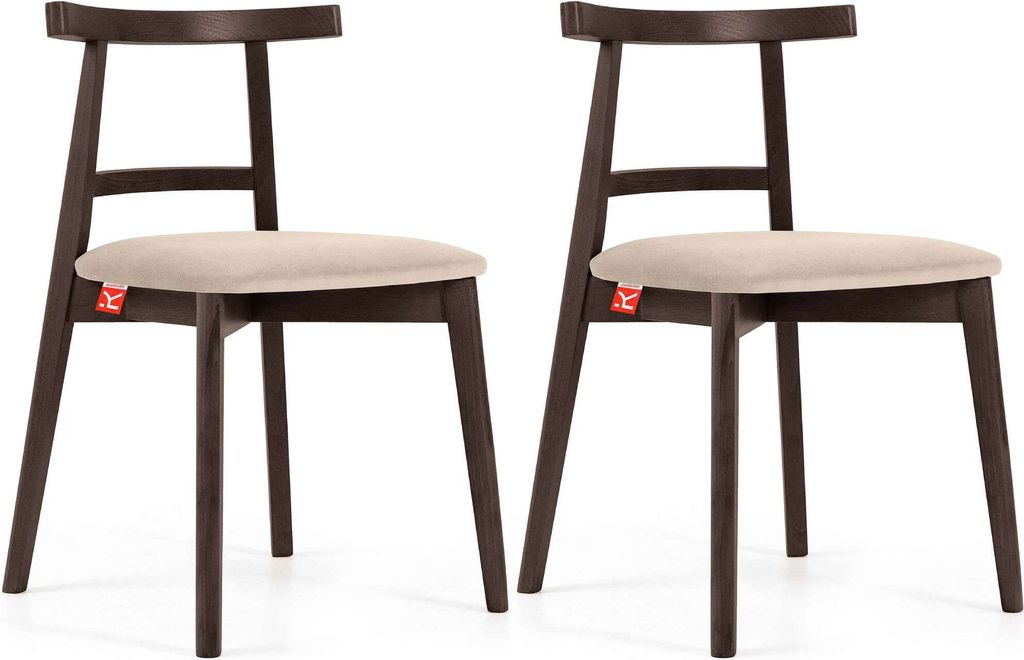 KONSIMO Esstischstühle 2 St "LILIO", Creme, Buchenholz, Vintage, 47x76,5x45cm
