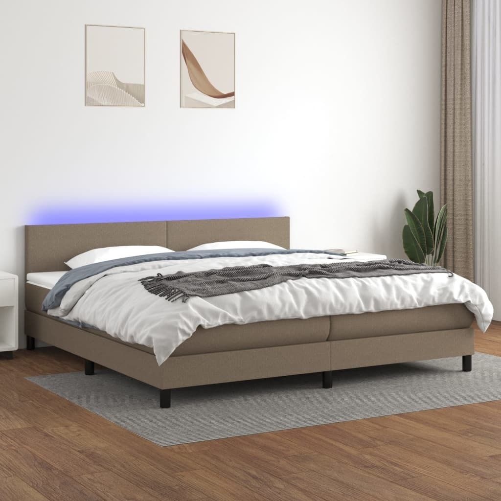 Maison Exclusive - Boxspringbett mit Matratze & LED Taupe 200x200 cm Stoff