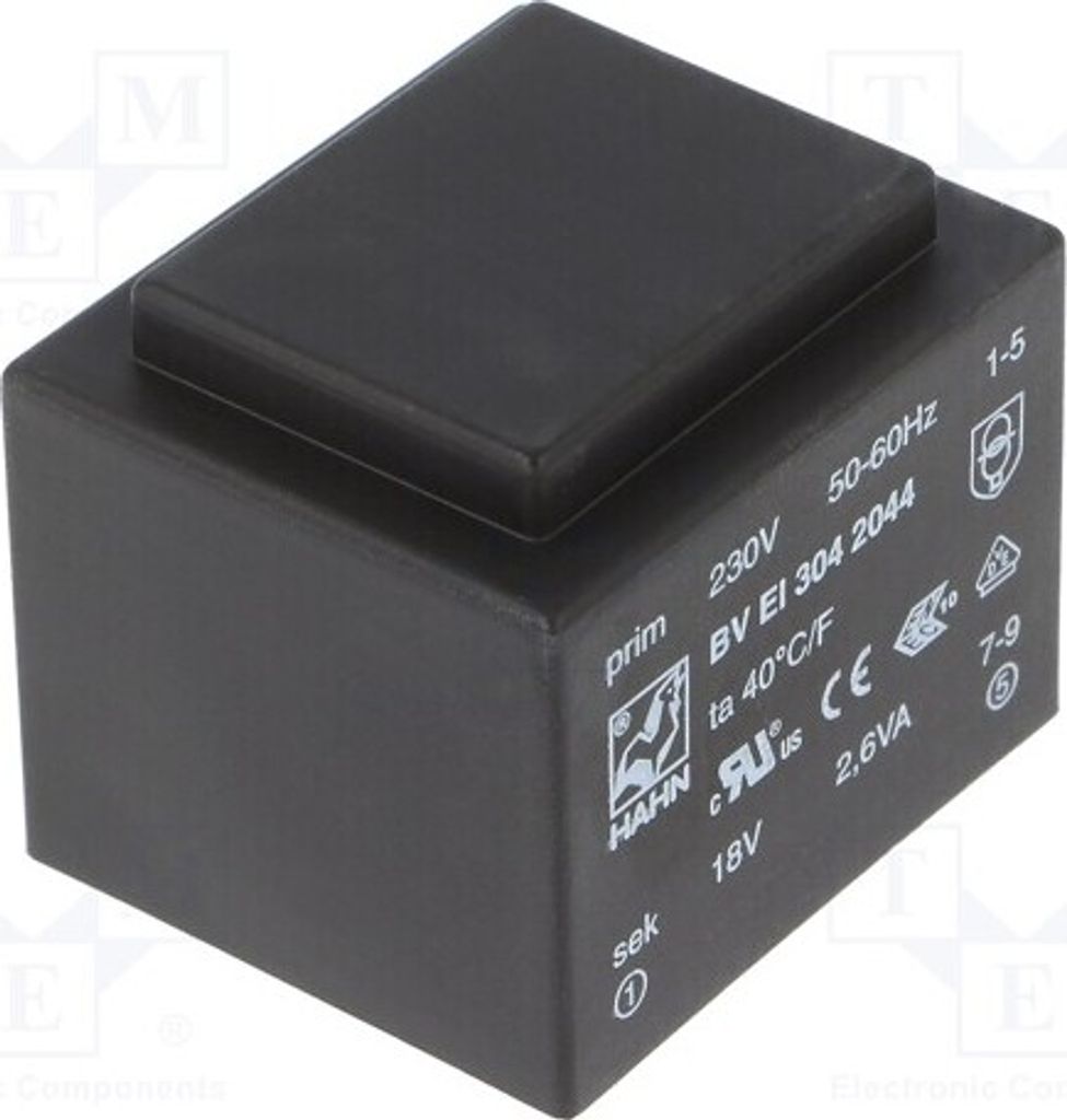 1x Transformator: überzogen 2,6VA 145mA 18V 230VAC Montage: BV EI 304 2044 -Tran