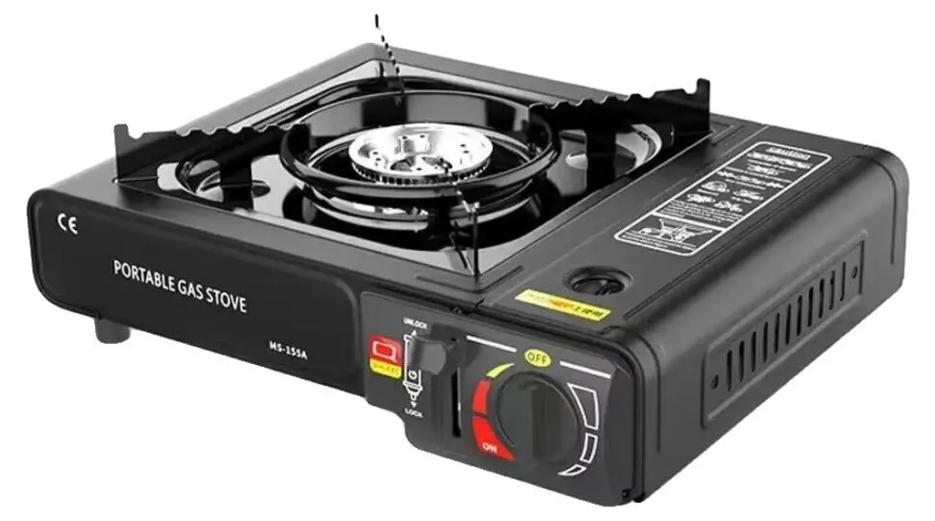 Réchaud à gaz compact noir à débit variable pour cuisine d'extérieur