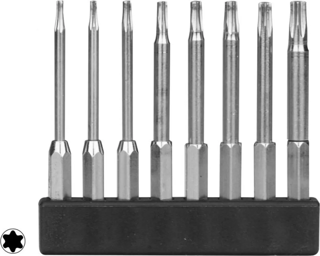 Jeu de 8 embouts de vissage profil T long pour mécaniques complexes