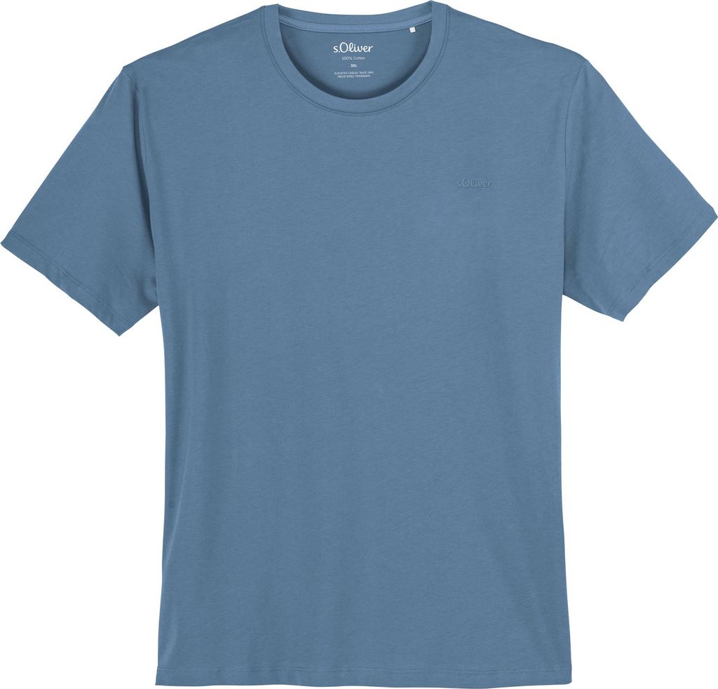 s.Oliver Übergrößen rauchblau Basic-T-Shirt Rundhals