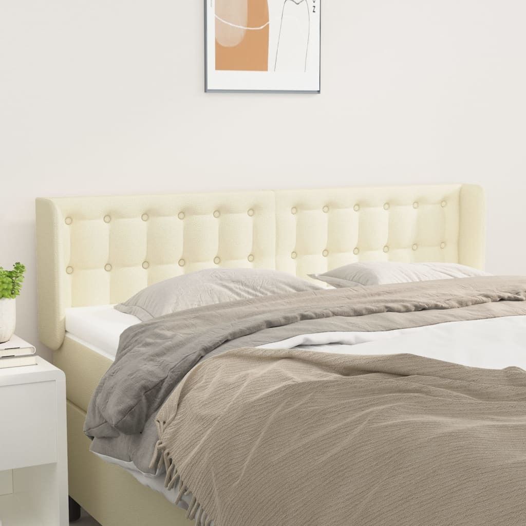 The Living Store Kopfteil mit Ohren Creme 147x16x78/88 cm Kunstleder