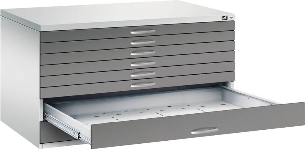 CP 7200 Planschrank lichtgrau, vulkangrau 8 Schubladen 135,0 x 96,0 x 76,0 cm