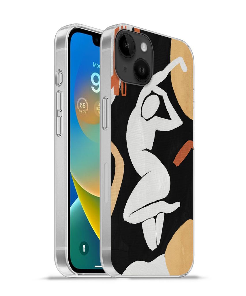 MuchoWow Handyhülle Schutzhülle Hülle für Apple iPhone 14 Plus - Soft case Frau - Silhouette - Grau Silikon Softcase Handy Hülle - Abbildung