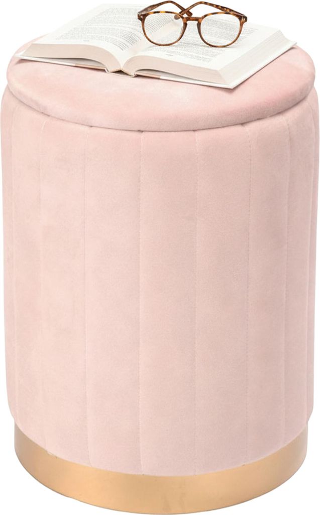 Relaxdays Hocker Samt, Sitzhocker mit Stauraum, gepolstert, Produktbild 