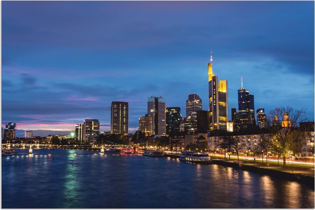 ARTland Wandbild Alu für Innen & Outdoor Frankfurt Skyline Größe: 60x40 cm