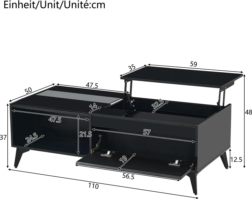 Table Basse Relevable Idéale pour Manger ou Travailler dans votre Salon - 4