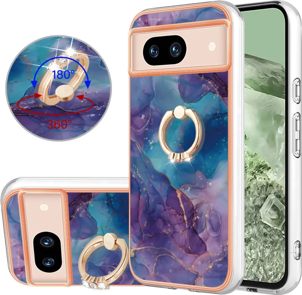 Cover Google Pixel 6A Con Supporto Anello: Custodia Morbida TPU Antiurto Blu - 4
