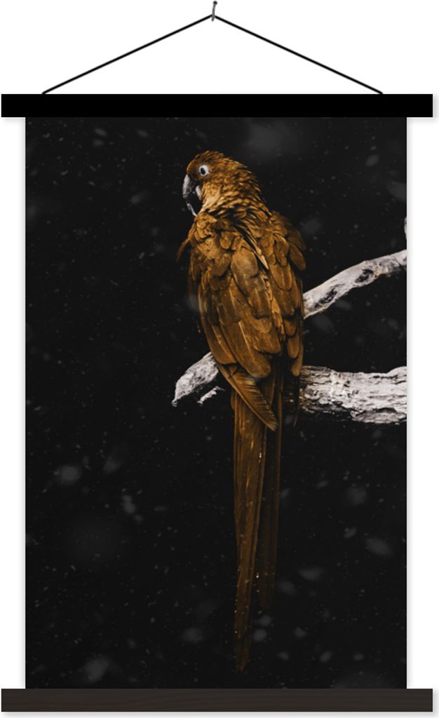 MuchoWow Textilposter Papagei - Vogel - Gold 60x90 cm mit schwarzem Rahmen - Poster Wohnzimmer