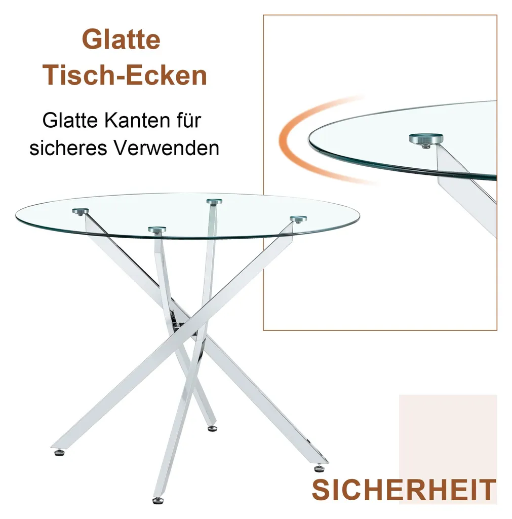 Ensemble table à manger 2 chaises noires design moderne en verre 88cm - 5