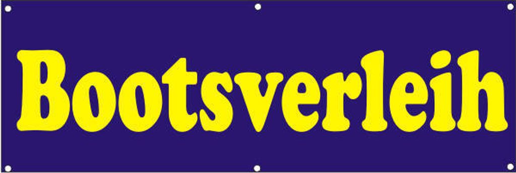 Werbeplane / Gerüstplane - p128 - Bootsverleih - NEU - 150x50 cm - für Baustelle, Garten, Zaun oder Veranstaltung