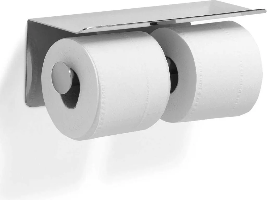 Portarotolo Doppio Luxury Design Acciaio AISI 304 con Mensola