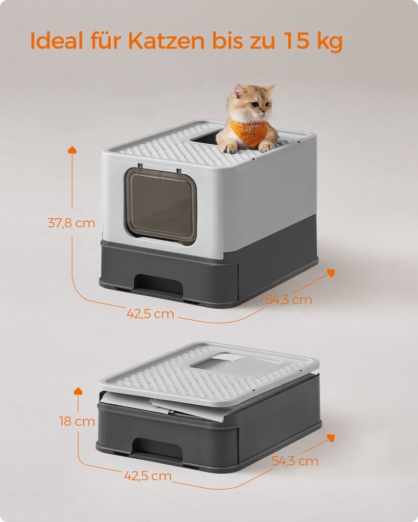 FEANDREA Katzenklo, mit Deckel, für Katzen bis 15kg, Produktbild 4
