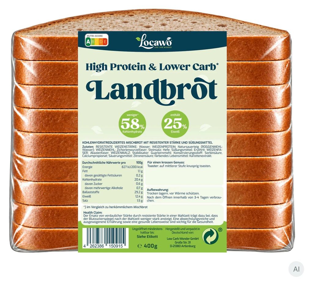Locawo High Protein Low Carb Landbrot | Bauernbrot | Produktbild 