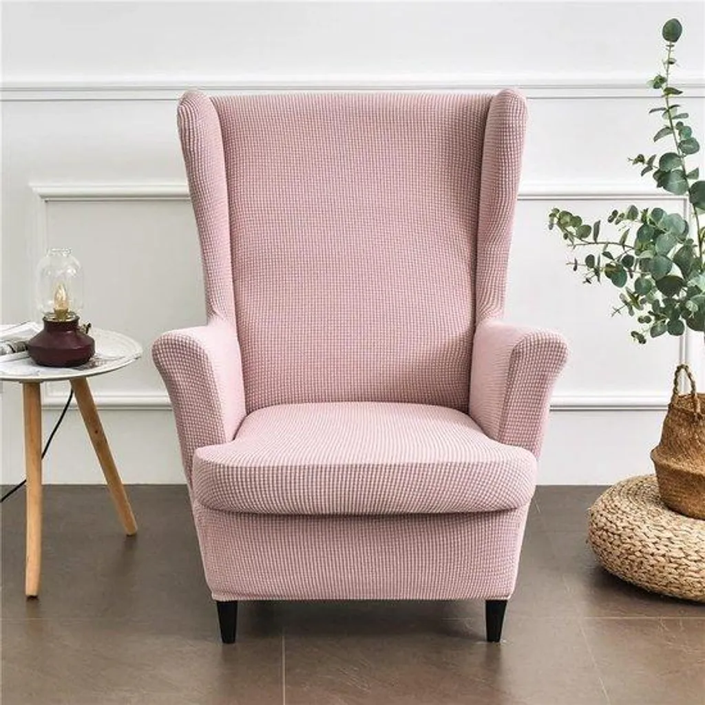 Housse Strandmon velours rose haute qualité, protection fauteuil 2 pièces