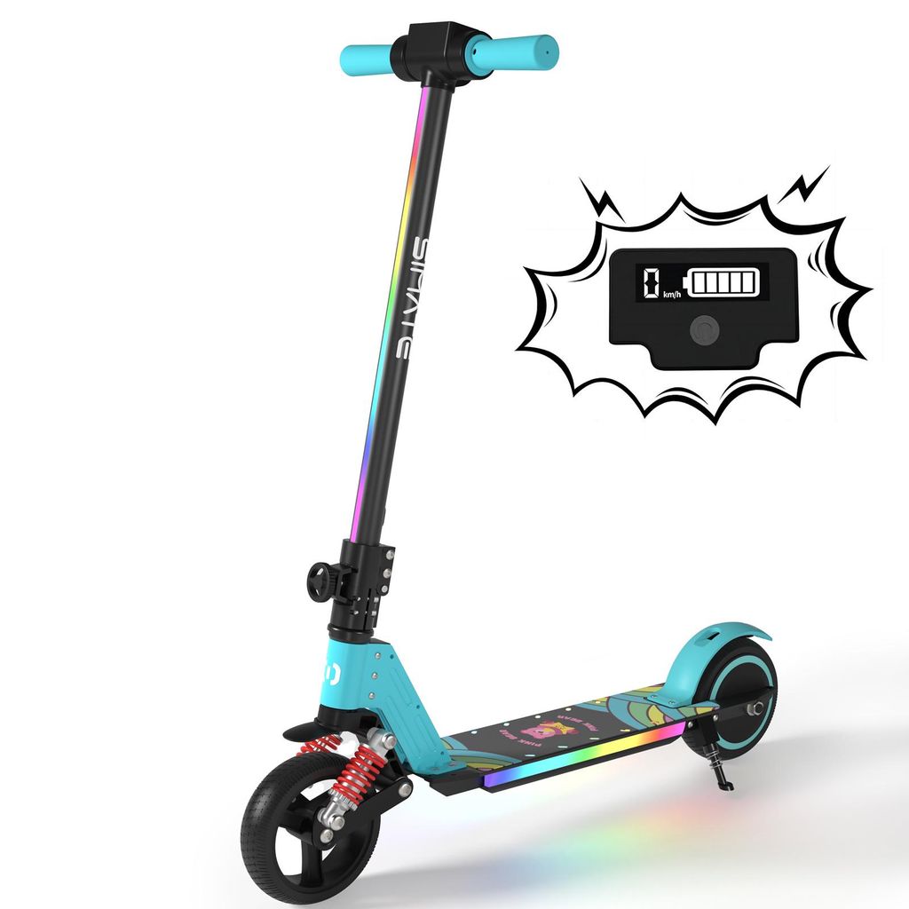 KXQ-EPRO Elektroscooter Kinder Klappbar Elektroroller Himmelblau Kinderroller Kinder und Jugendliche, 130W Motor,14 km/h,5-8 km Reichweite E-Scooter
