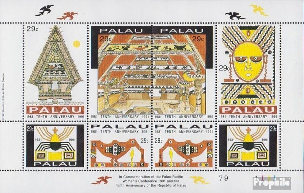 Briefmarken Palau-Inseln 1991 Mi 474-481 Kleinbogen (kompl.Ausg.) postfrisch Unabhängigkeit