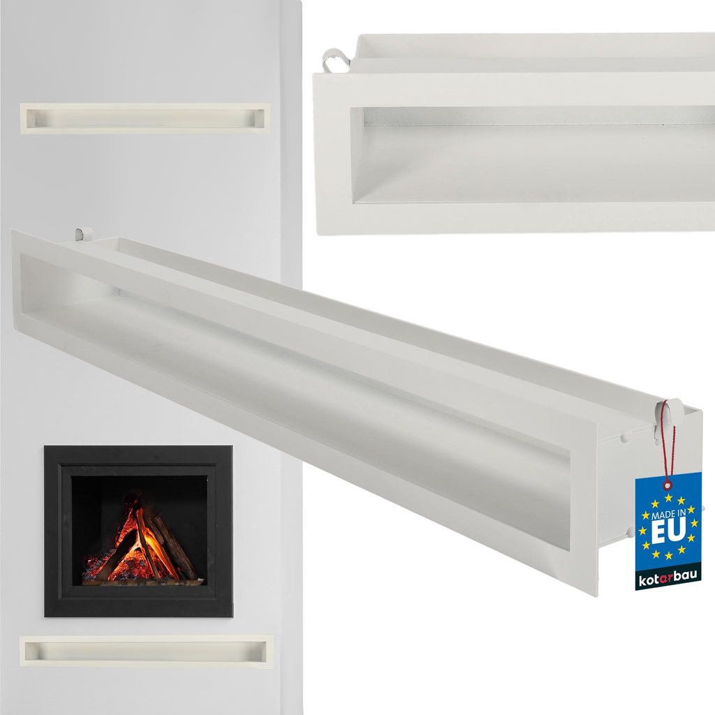KOTARBAU Kamin Luftleiste 80 cm Lüftungsgitter Kamingitter Warmluftgitter Abluftgitter pulverbeschichteter Stahl Weiß