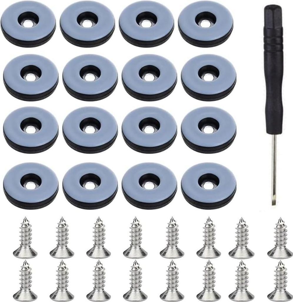 Teflongleiter zum Schrauben,16-teilige Bodengleiter Ø 22 mm (Rund | Schwarz) Möbelgleiter mit 16 Stück Edelstahlschrauben Möbelgleiter-Set Effe...