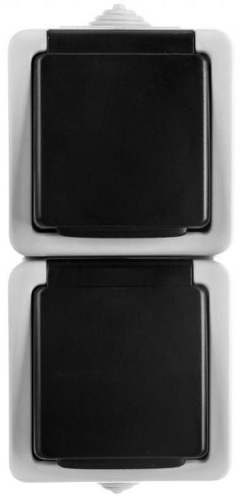 TEKNO Hermetische Doppelsteckdose 2x2P+0 vertikal mit Produktbild 