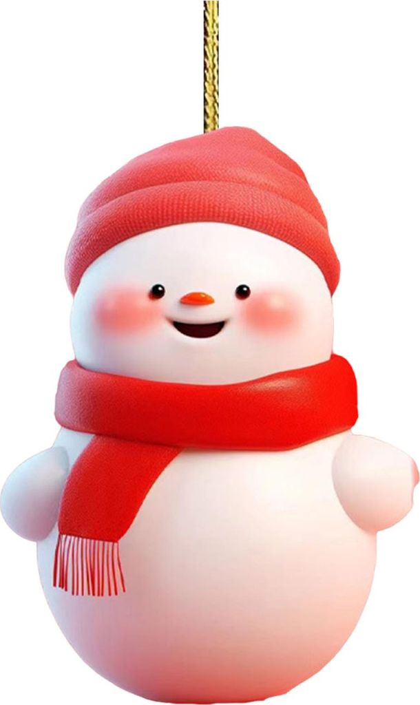 Weihnachtsschmuck in Form eines 2D-Cartoons (Schneemann) zum Aufhängen mit Kordel – festliche Weihnachtsdekoration