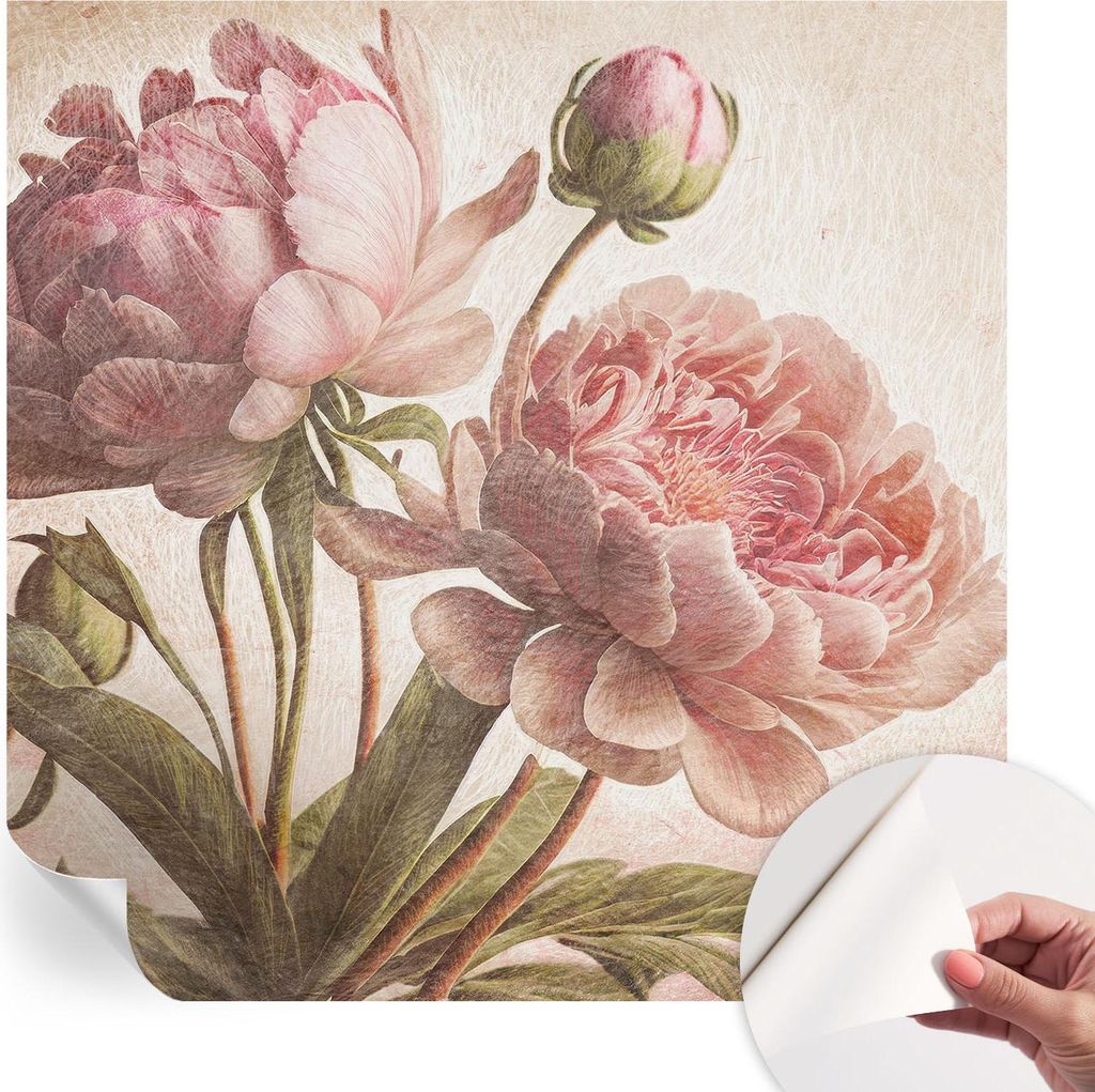 Selbstklebende Wandtapete - Dekorative Tapete für Wohnzimmer - Klebefolie für Wandbilder - Tapetenfolie für Wanddekoration - 250x250 cm - Zarte ...