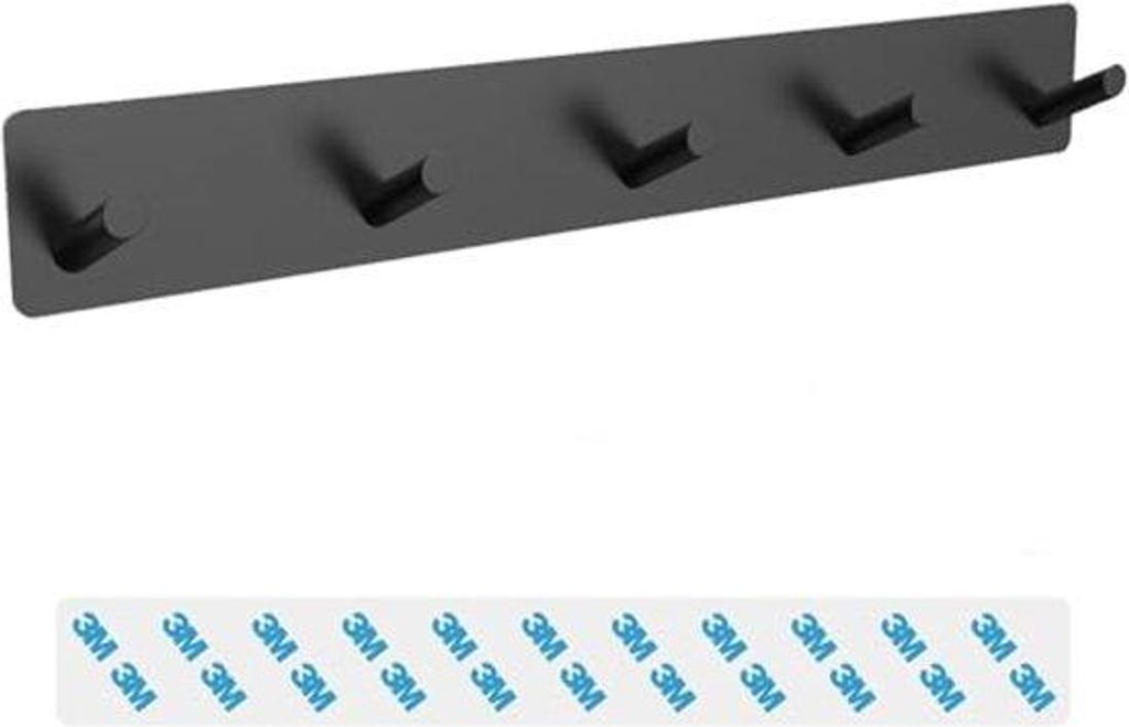 Metallischer Wandhalter mit 5 Haken, schwarz, für Schlafzimmer, Bad, Küche