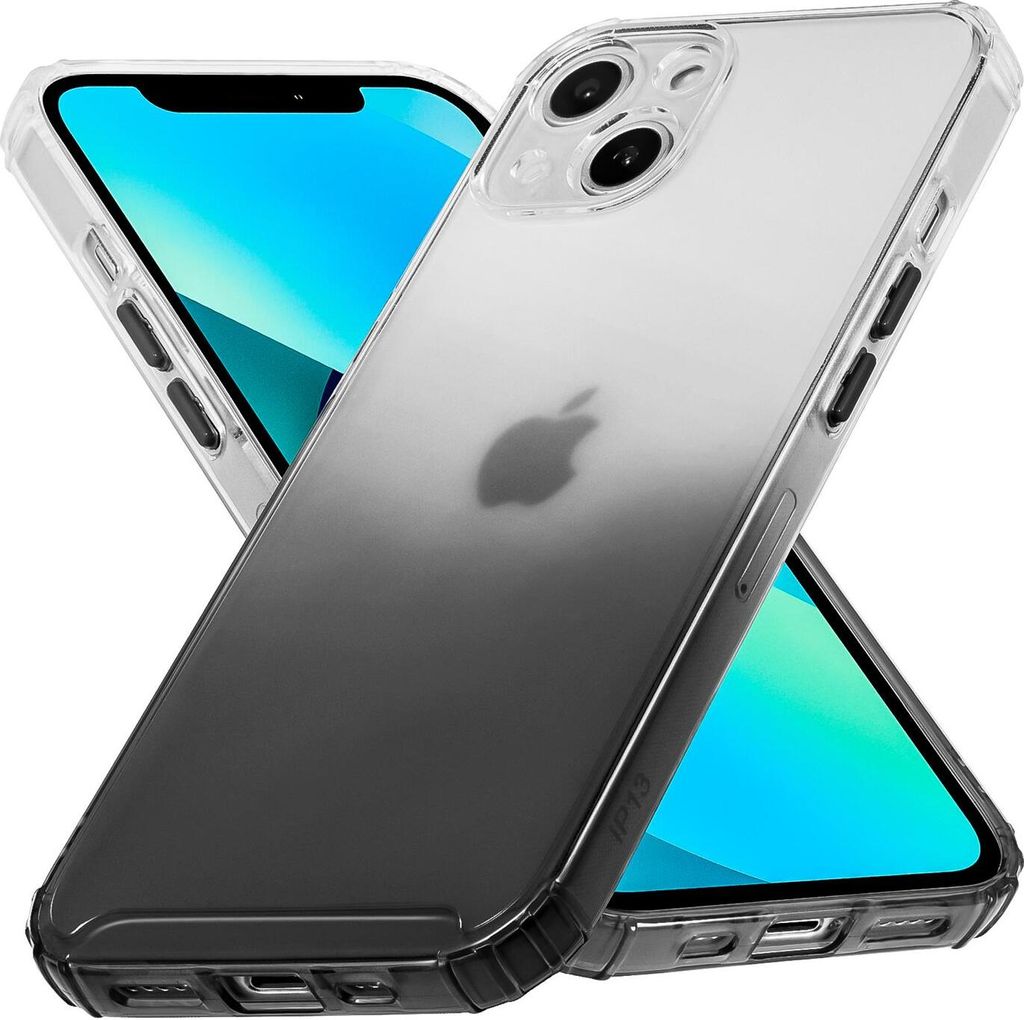 Conie Farbverlauf Schutzhülle für iPhone 13 Mini Silikon Case Kamera Schutz Cover Hülle in Schwarz matt