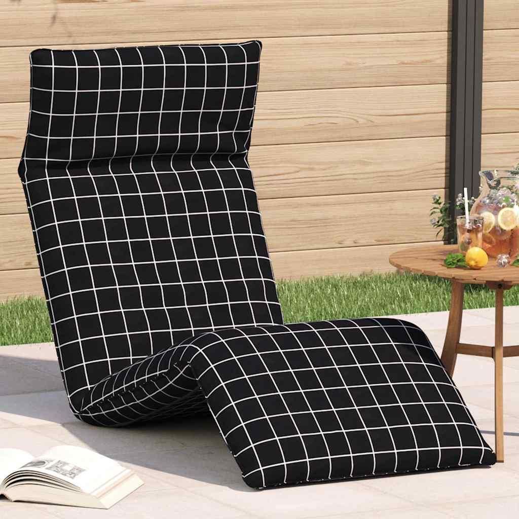 Möbel Sonnenliege Klappbar Schwarz Karomuster 175x54x8,5 cm - Gartenliegen CC4495