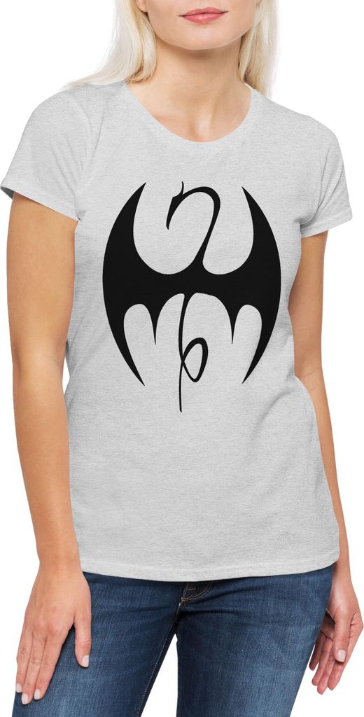 Urban Backwoods Dragon Logo A1, Damen T-Shirt, Farbe: Hellgrau, Größe: XL