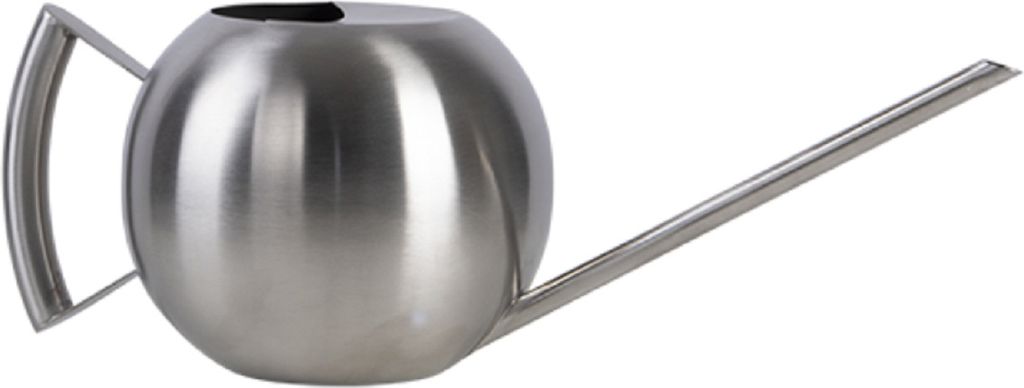 Runde Gießkanne mit 1,3 Liter Volumen aus Edelstahl