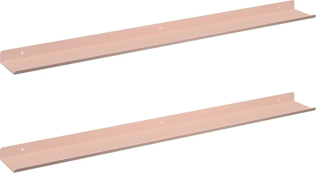 2 Mensole Parete Acciaio Rosa 80 x 9 cm | Scaffale Sospeso Robusto