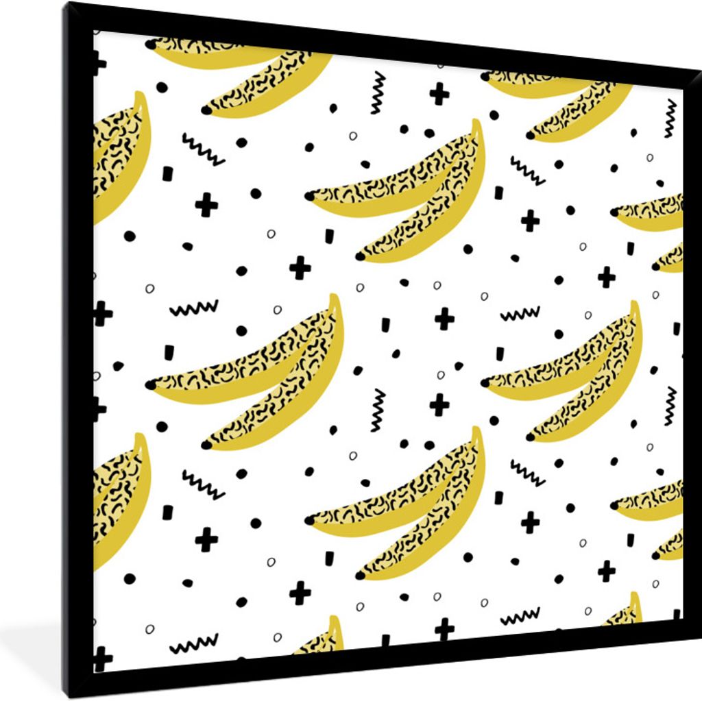MuchoWow Gerahmtes Poster Sommer - Design - Bananen 40x40 cm - Poster mit Schwarzem Bilderrahmen Wandposter Rahmen Foto Bilder - Mit Rahmen - Wan...